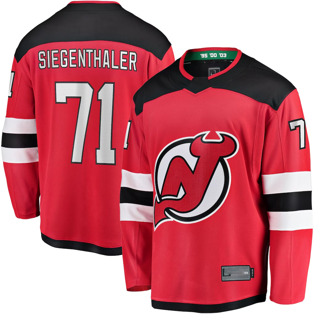 Kooe N.Jersey Devils #71 Jonas Siegenthaler Red Home Breakaway Player Jerseys
