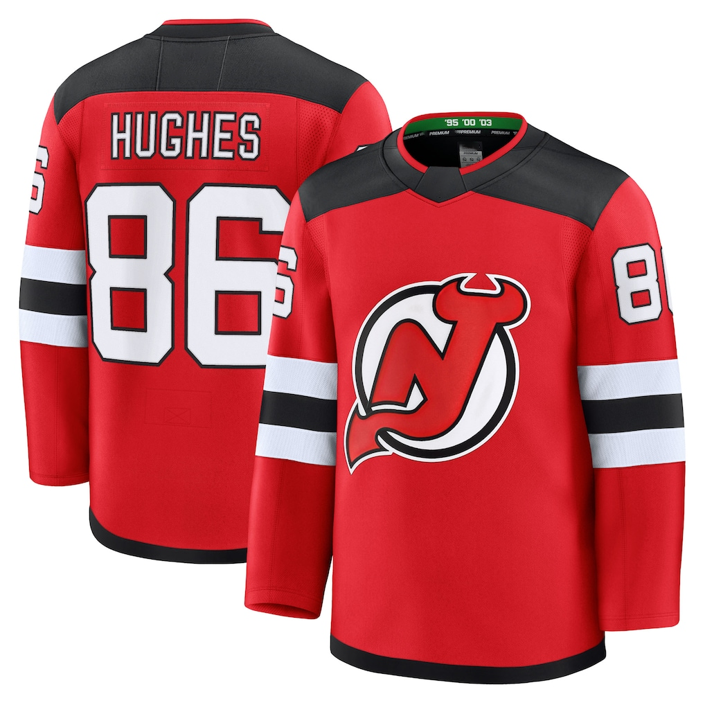 Kooe N.Jersey Devils #86 Jack Hughes Red Home Premium Jerseys