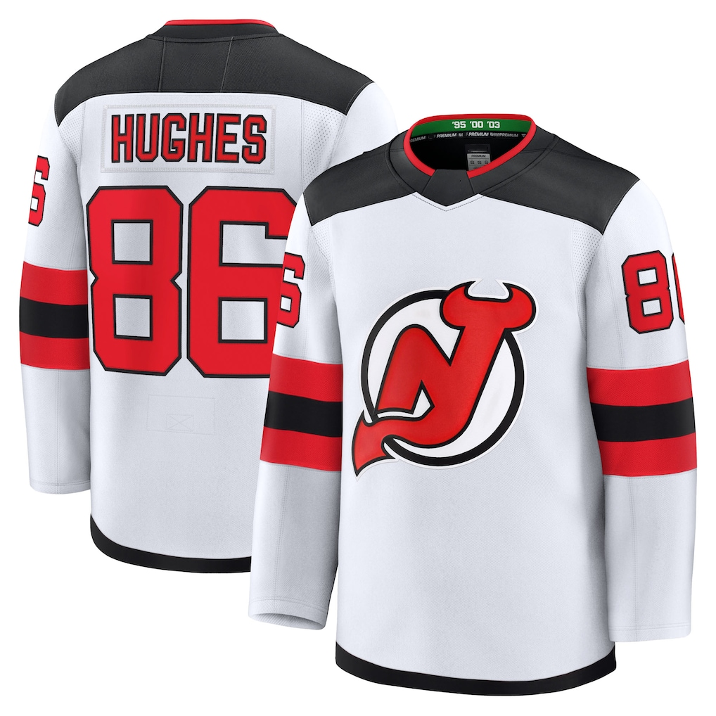 Kooe N.Jersey Devils #86 Jack Hughes White Away Premium Jerseys