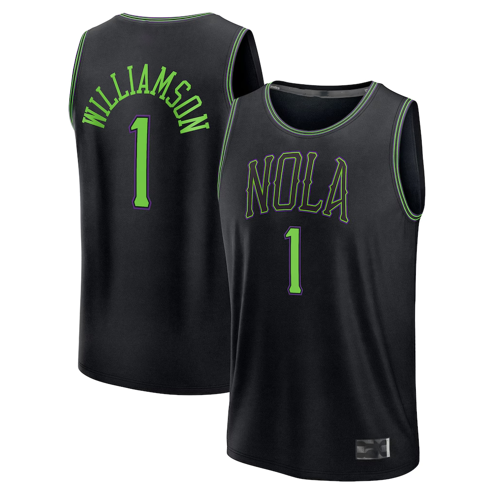 Kooe NO.Pelicans #1 Zion Williamson Black 2025-2026 City Edition Fast Break Stitched Jerseys