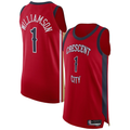 Kooe NO.Pelicans #1 Zion Williamson Red Authentic Stitched Jerseys- Statement Edition