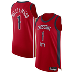 Kooe NO.Pelicans #1 Zion Williamson Red Authentic Stitched Jerseys- Statement Edition