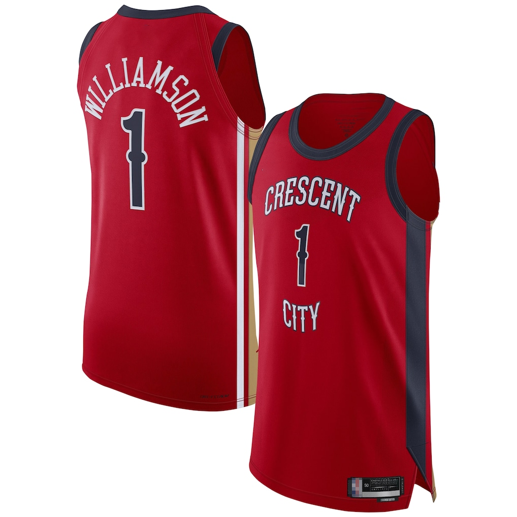 Kooe NO.Pelicans #1 Zion Williamson Red Authentic Stitched Jerseys- Statement Edition
