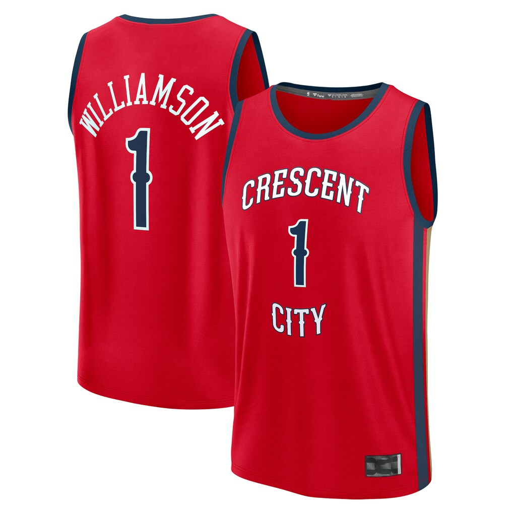 Kooe NO.Pelicans #1 Zion Williamson Red Fast Break Replica Player Stitched Jerseys- Statement Edition