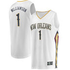 Kooe NO.Pelicans #1 Zion Williamson White Replica Fast Break Stitched Jerseys- Association Edition