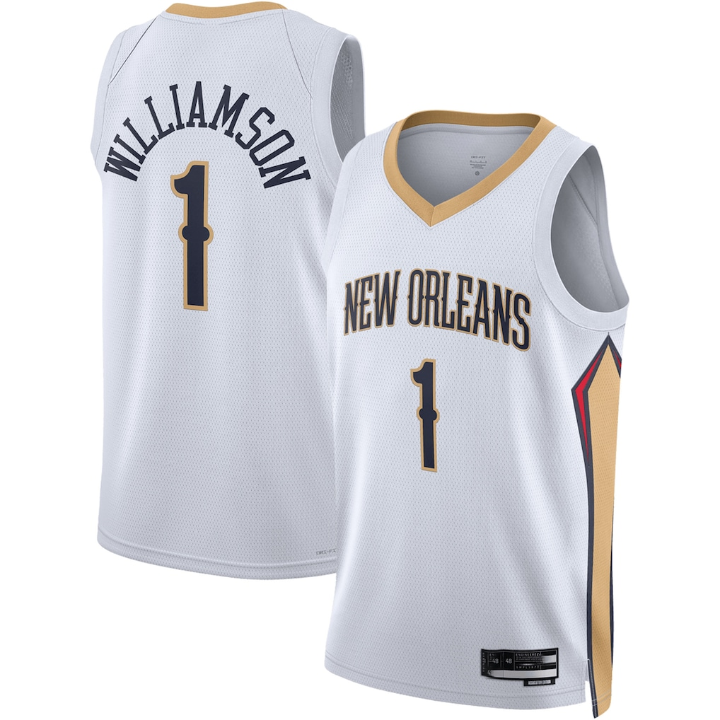 Kooe NO.Pelicans #1 Zion Williamson White Swingman Stitched Jerseys- Association Edition