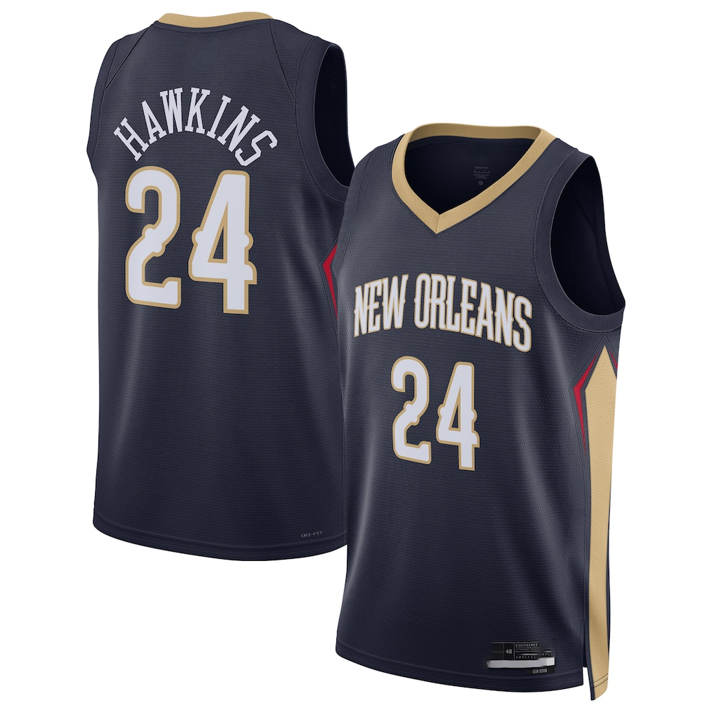 Kooe NO.Pelicans #24 Jordan Hawkins Navy Swingman Stitched Jerseys- Icon Edition