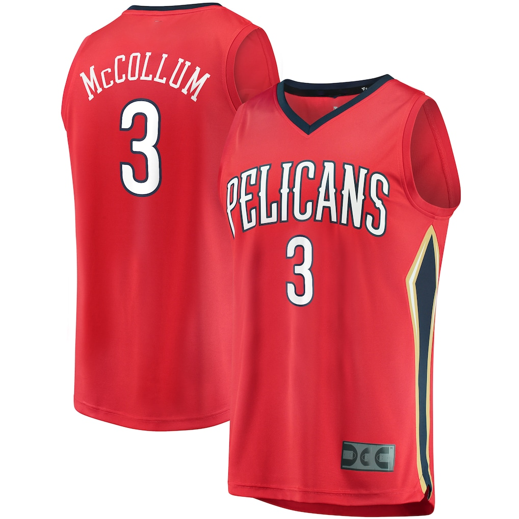 Kooe NO.Pelicans #3 C.J. McCollum Red Fast Break Replica Player Stitched Jerseys- Statement Edition