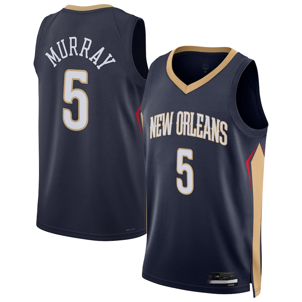 Kooe NO.Pelicans #5 Dejounte Murray Navy 2024 Offseason Addition Swingman Stitched Jerseys