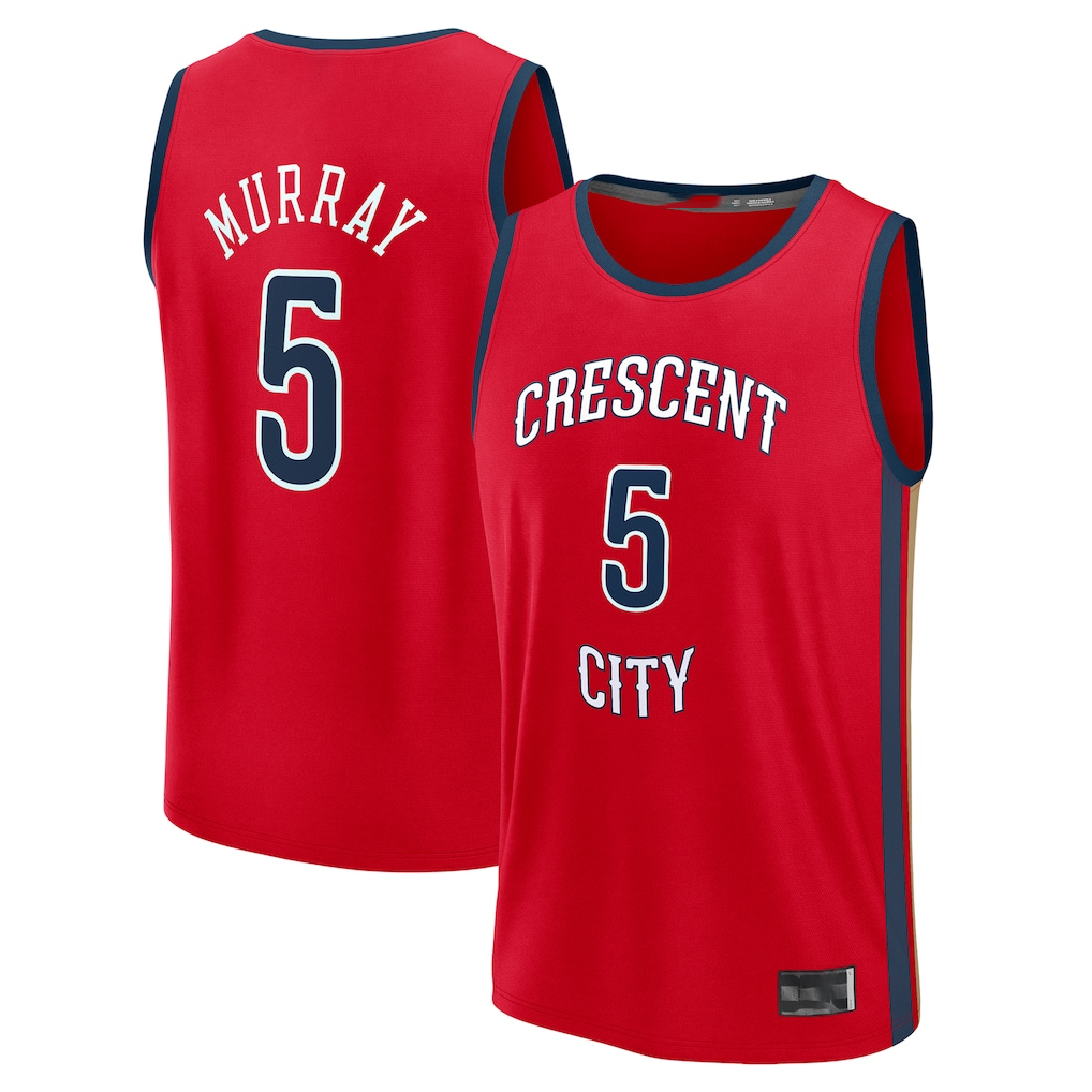 Kooe NO.Pelicans #5 Dejounte Murray Red Fast Break Replica Player Stitched Jerseys- Statement Edition