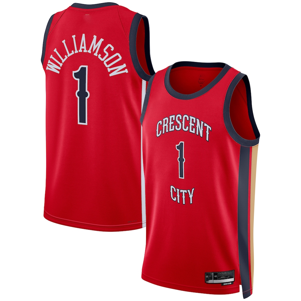Kooe NO.Pelicans #1 Zion Williamson Red Swingman Stitched Jerseys- Statement Edition