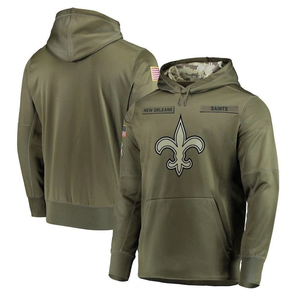 Kooe NO.Saints Olive Salute to Service Pullover Hoodies Home Game Blank Player Stitched Jerseys