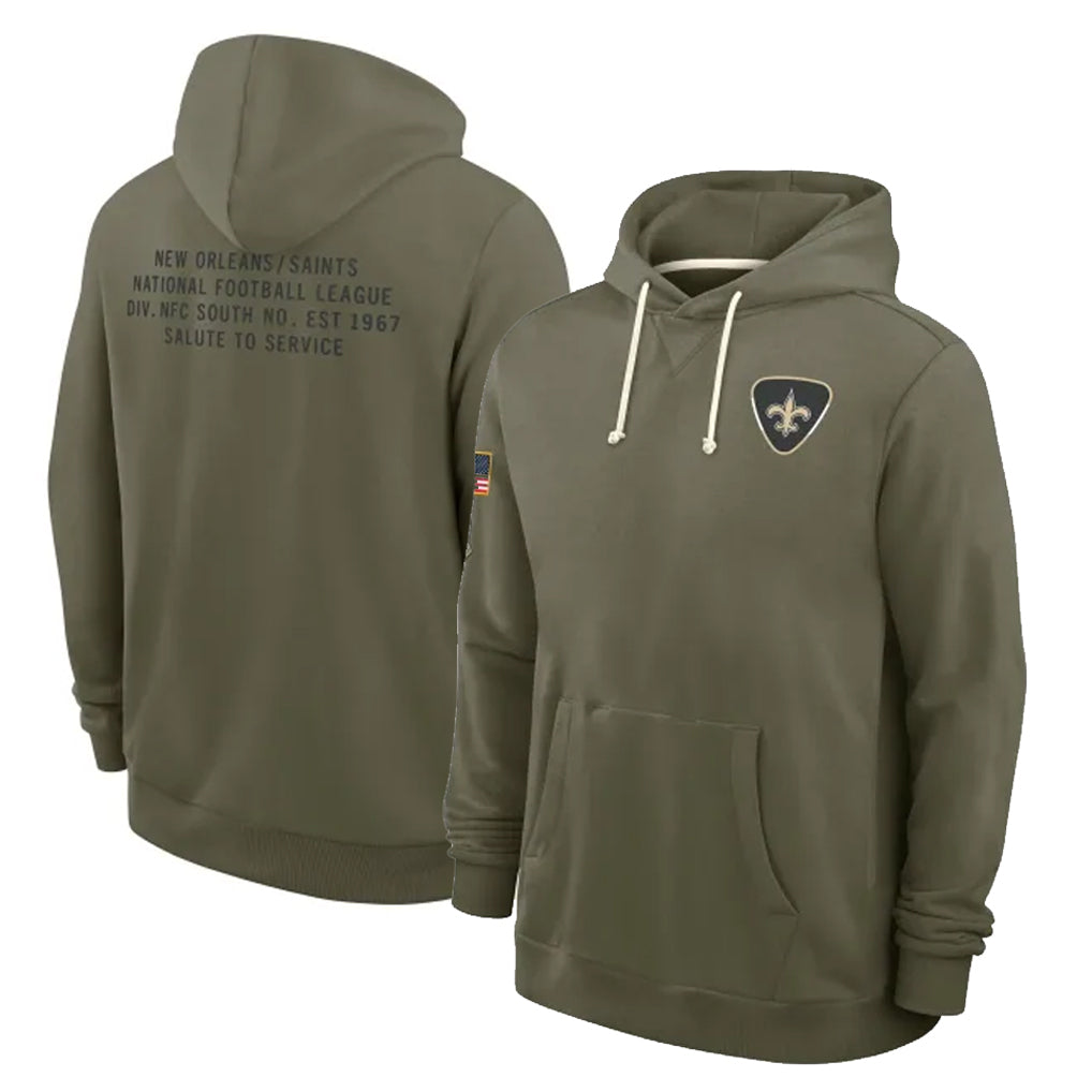 Kooe NO.Saints Olive Salute to Service Pullover Hoodies Limited Blank Player Stitched Jerseys