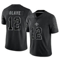 Kooe NO.Saints #12 Chris Olave Player Black Limited Reflective Home Game Stitched Jerseys