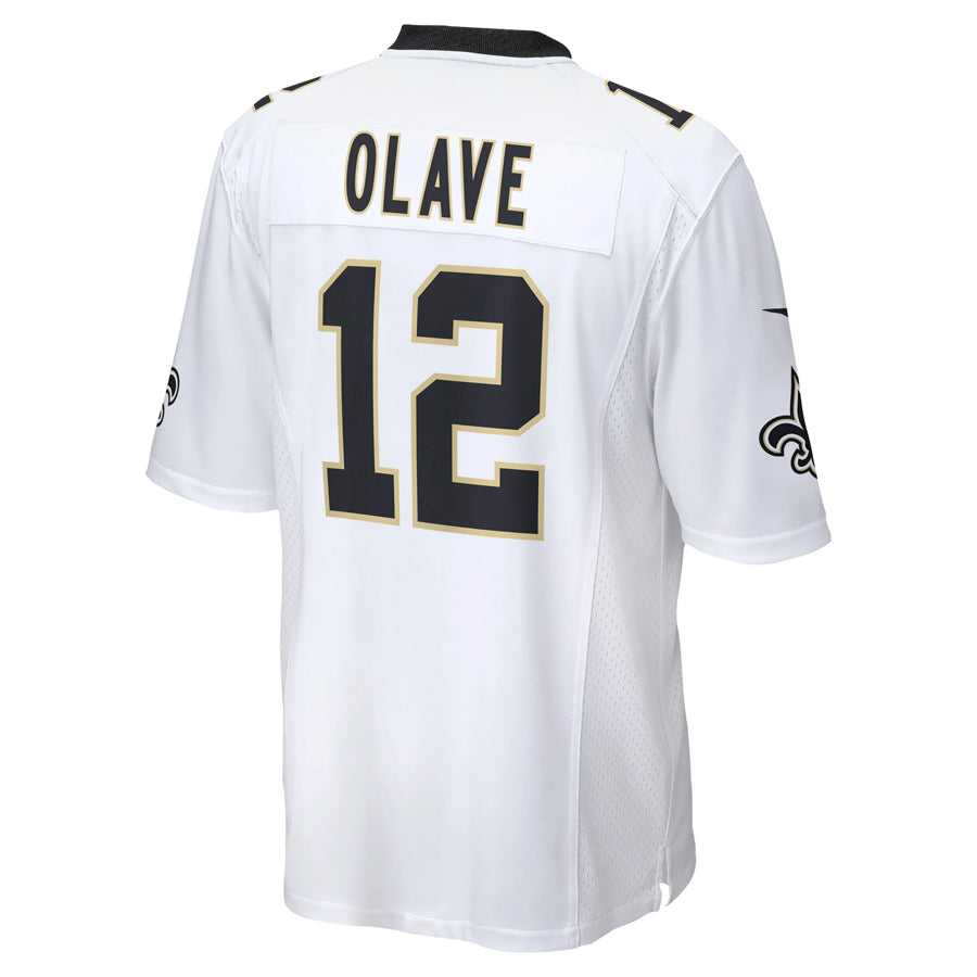 Kooe NO.Saints #12 Chris Olave Player White Home Game Stitched Jerseys