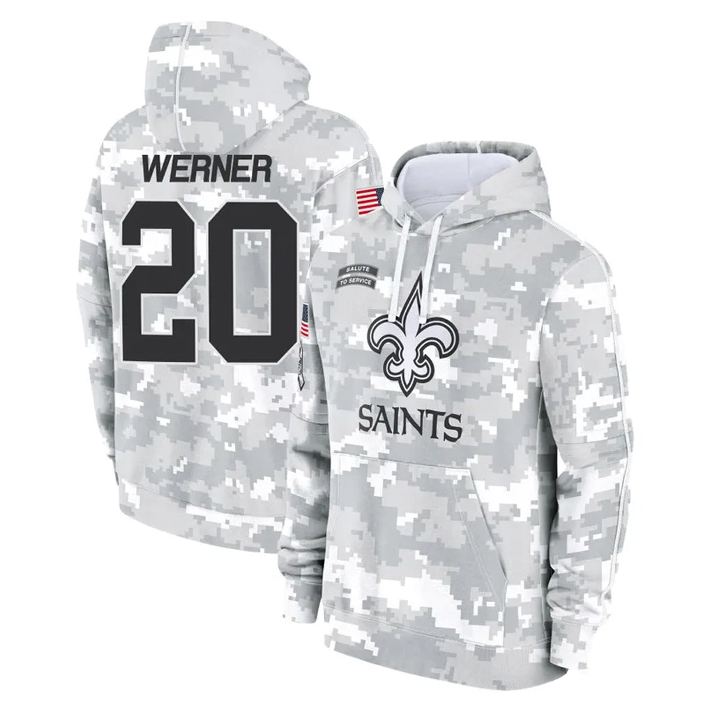 Kooe NO.Saints #20 Pete Werner Player Arctic Camo Salute to Service Pullover Hoodies Limited Game Stitched Jerseys