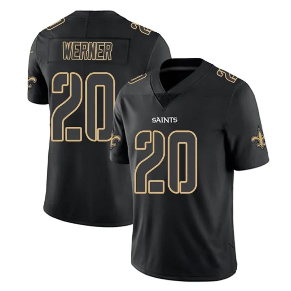 Kooe NO.Saints #20 Pete Werner Player Black Impact Limited Home Game Stitched Jerseys