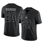 Kooe NO.Saints #20 Pete Werner Player Black Limited Reflective Home Game Stitched Jerseys