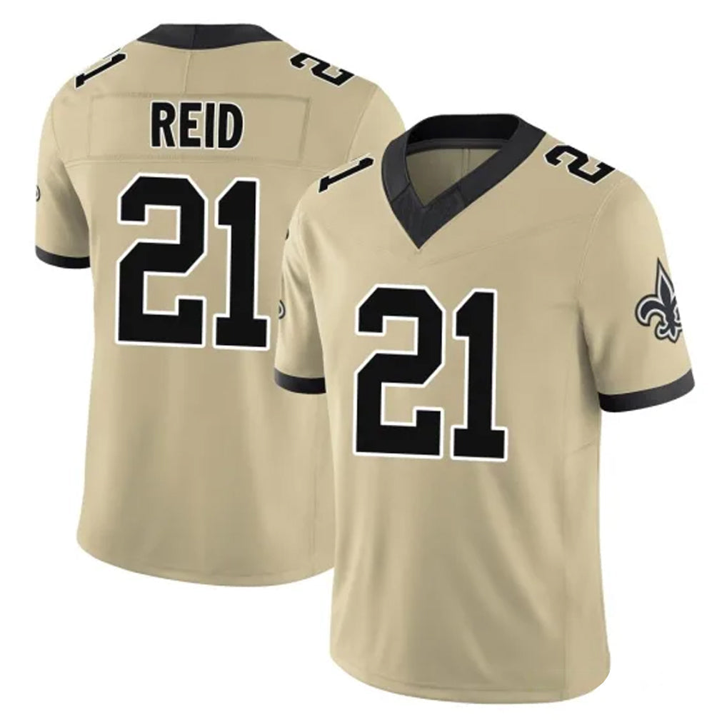 Kooe NO.Saints #21 Justin Reid Player Gold Limited Vapor F.U.S.E. Home Game Stitched Jerseys