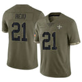 Kooe NO.Saints #21 Justin Reid Player Olive Salute To Service Limited Stitched Jerseys