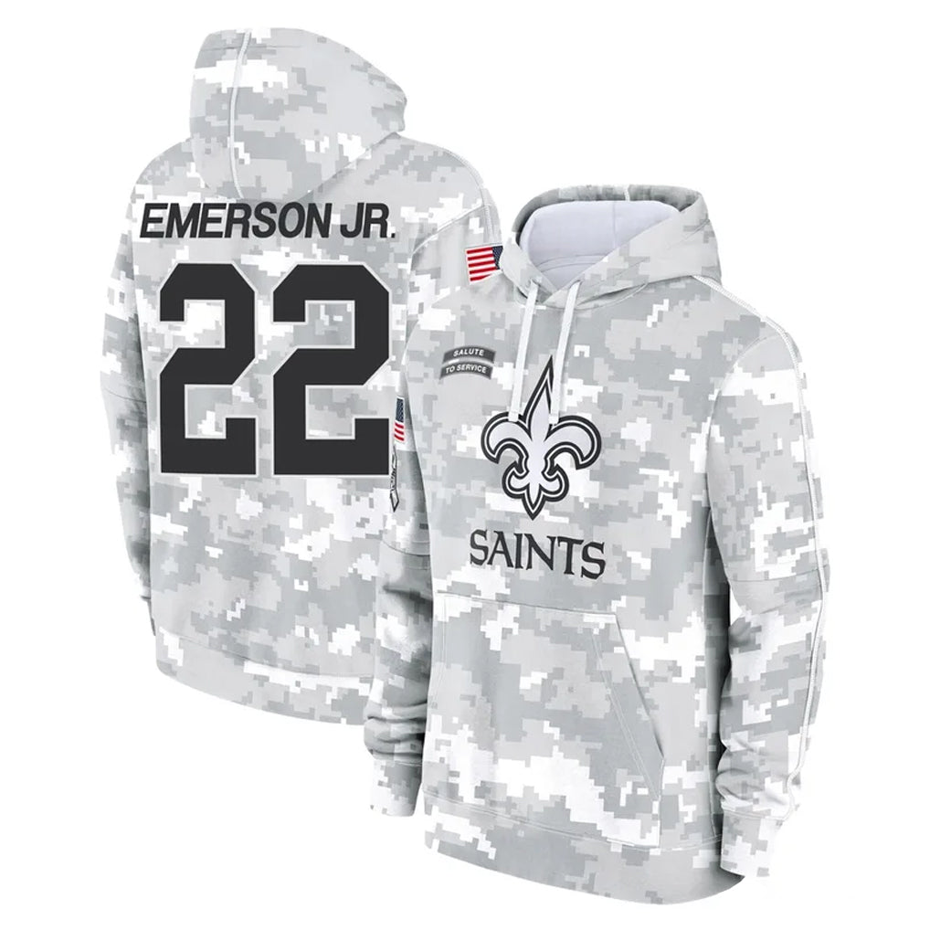 Kooe NO.Saints #22 Martin Emerson Jr. Player Arctic Camo Salute to Service Pullover Hoodies Limited Game Stitched Jerseys