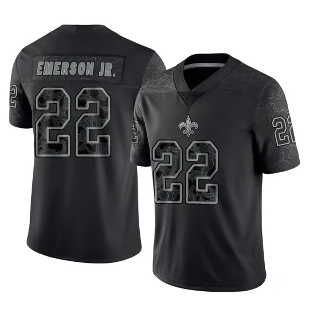 Kooe NO.Saints #22 Martin Emerson Jr. Player Black Limited Reflective Home Game Stitched Jerseys
