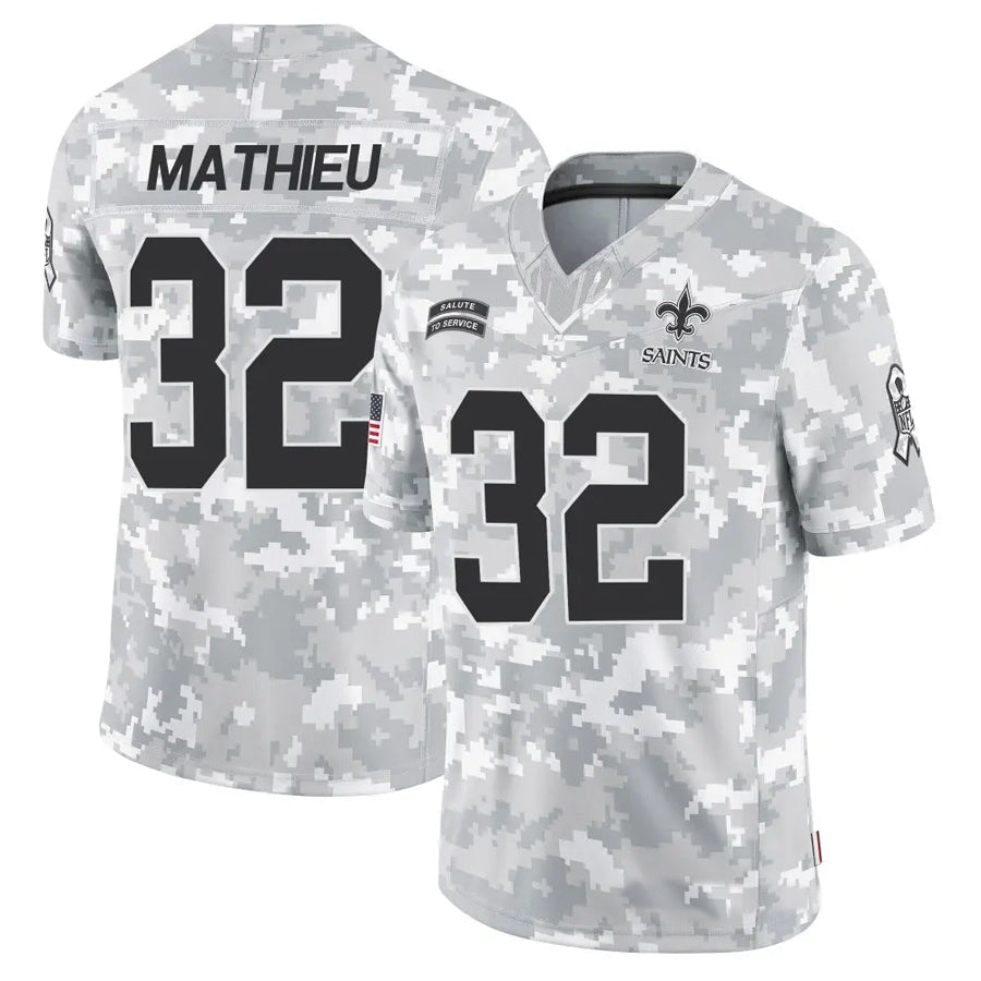 Kooe NO.Saints #32 Tyrann Mathieu Player Arctic Camo Salute to Service Limited Stitched Jerseys