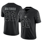 Kooe NO.Saints #32 Tyrann Mathieu Player Black RFLCTV Limited Stitched Jerseys