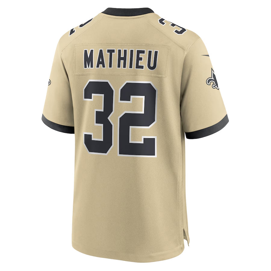Kooe NO.Saints #32 Tyrann Mathieu Player Gold Alternate Game Stitched Jerseys