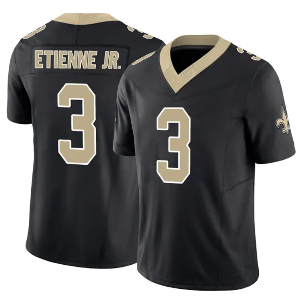 Kooe NO.Saints #3 Travis Etienne Jr. Player Black Limited Vapor F.U.S.E. Home Game Stitched Jerseys