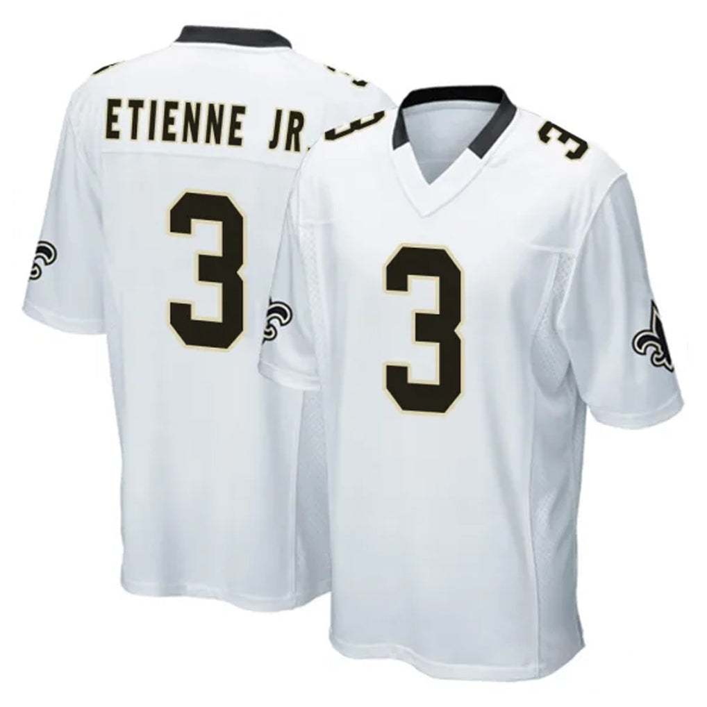 Kooe NO.Saints #3 Travis Etienne Jr. Player White Home Game Stitched Jerseys