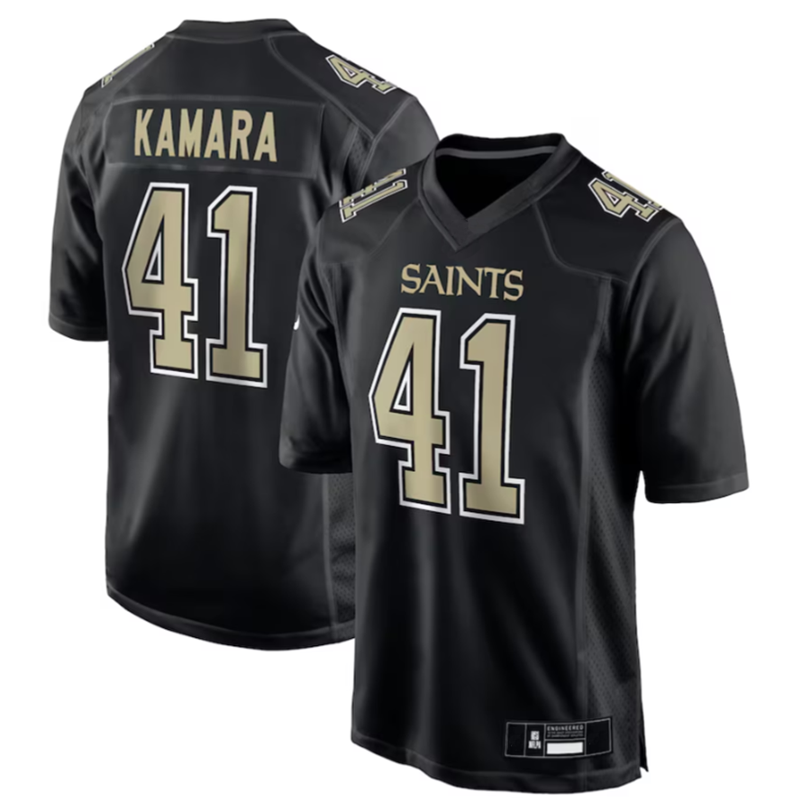 Kooe NO.Saints #41 Alvin Kamara Player Carbon Black Fashion Game Stitched Jerseys