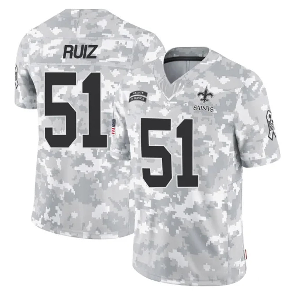 Kooe NO.Saints #51 Cesar Ruiz Player Arctic Camo Salute To Service Limited Game Stitched Jerseys