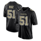 Kooe NO.Saints #51 Cesar Ruiz Player Black Carbon Fashion Home Game Stitched Jerseys