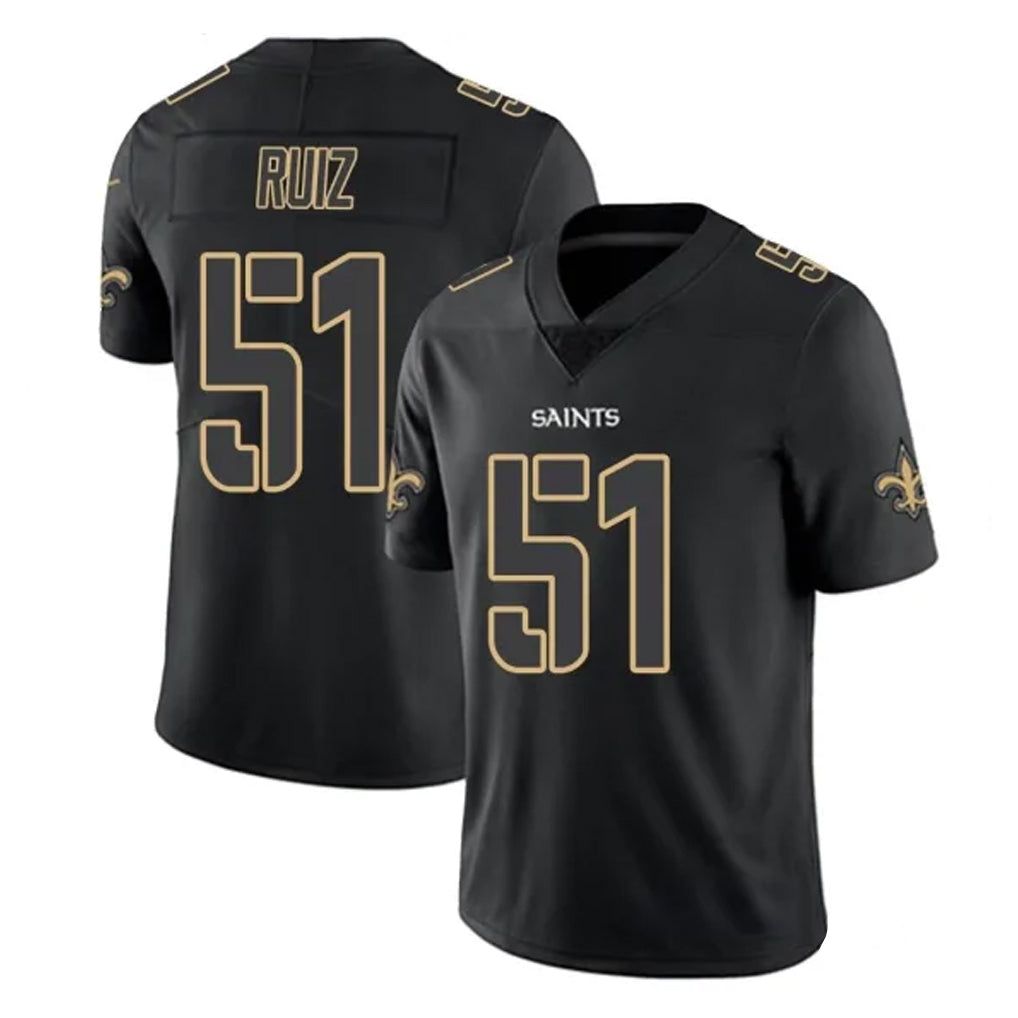 Kooe NO.Saints #51 Cesar Ruiz Player Black Impact Limited Home Game Stitched Jerseys