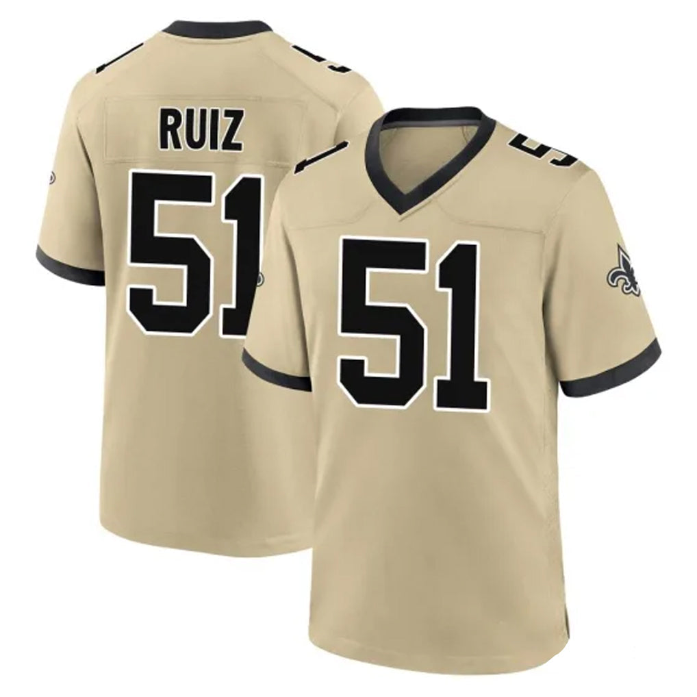 Kooe NO.Saints #51 Cesar Ruiz Player Gold Home Game Stitched Jerseys