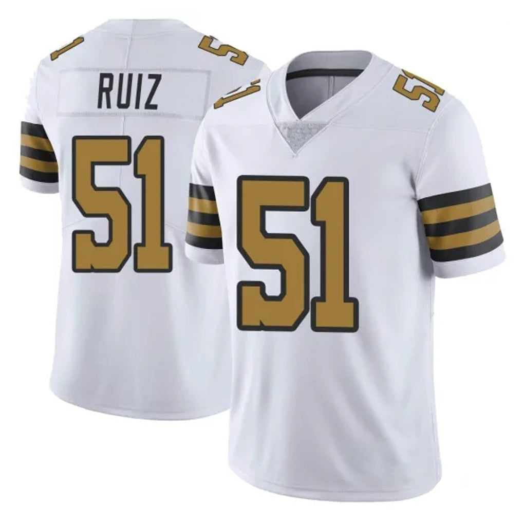 Kooe NO.Saints #51 Cesar Ruiz Player White Limited Color Rush Home Game Stitched Jerseys