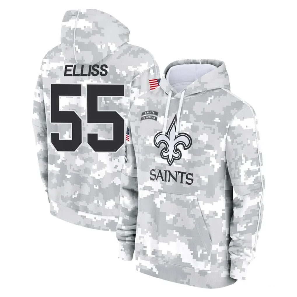 Kooe NO.Saints #55 Kaden Elliss Player Arctic Camo Salute to Service Pullover Hoodies Limited Game Stitched Jerseys