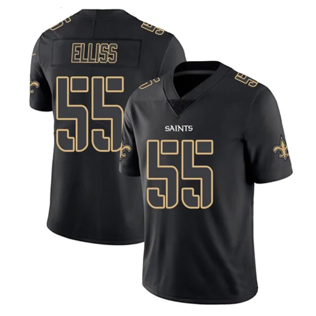 Kooe NO.Saints #55 Kaden Elliss Player Black Impact Limited Home Game Stitched Jerseys