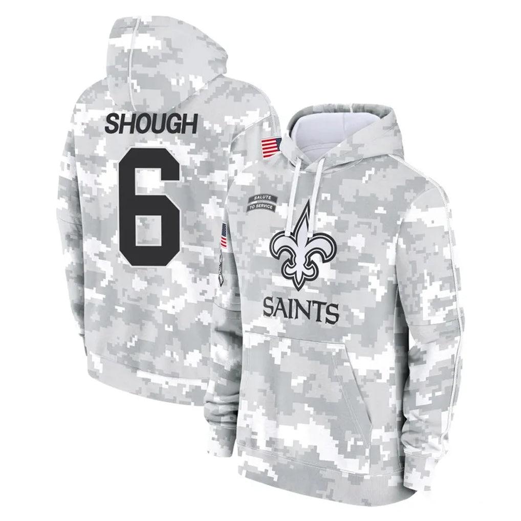 Kooe NO.Saints #6 Tyler Shough Player Arctic Camo Salute to Service Pullover Hoodies Limited Game Stitched Jerseys