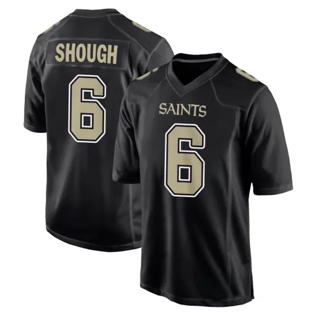 Kooe NO.Saints #6 Tyler Shough Player Black Carbon Fashion Home Game Stitched Jerseys