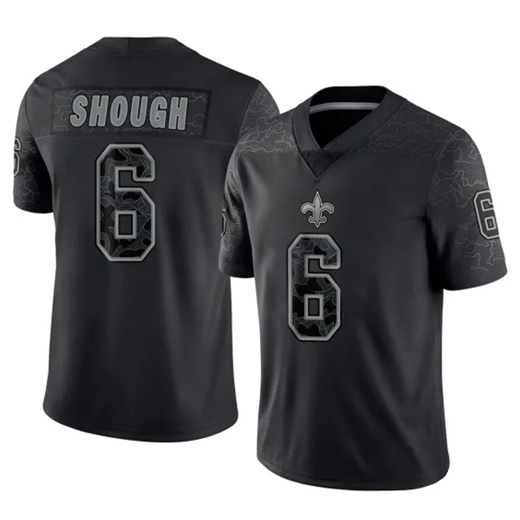 Kooe NO.Saints #6 Tyler Shough Player Black Limited Reflective Home Game Stitched Jerseys