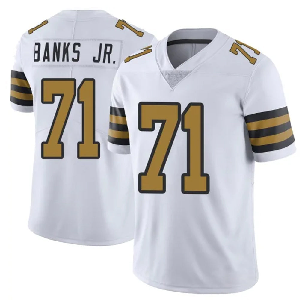 Kooe NO.Saints #71 Kelvin Banks Jr. Player White Limited Color Rush Home Game Stitched Jerseys