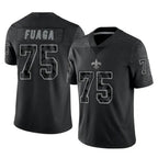 Kooe NO.Saints #75 Taliese Fuaga Player Black Limited Reflective Home Game Stitched Jerseys
