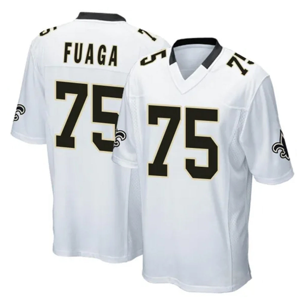 Kooe NO.Saints #75 Taliese Fuaga Player White Home Game Stitched Jerseys