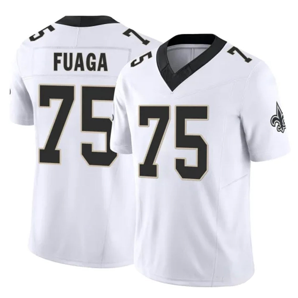 Kooe NO.Saints #75 Taliese Fuaga Player White Limited Vapor F.U.S.E. Home Game Stitched Jerseys