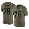 Kooe NO.Saints #78 Erik McCoy Player Olive Salute To Service Limited Stitched Jerseys