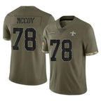 Kooe NO.Saints #78 Erik McCoy Player Olive Salute To Service Limited Stitched Jerseys