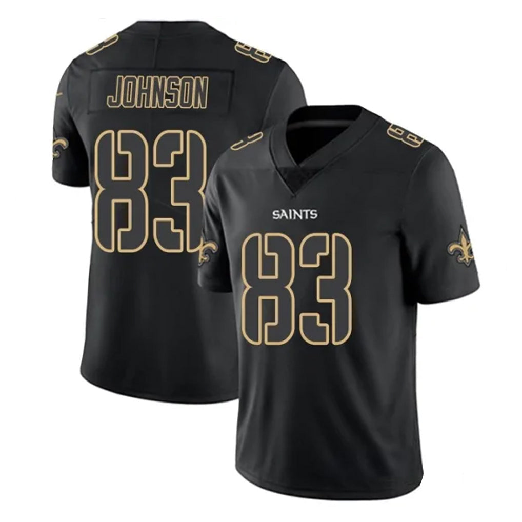 Kooe NO.Saints #83 Juwan Johnson Player Black Impact Limited Home Game Stitched Jerseys