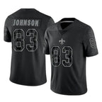 Kooe NO.Saints #83 Juwan Johnson Player Black Limited Reflective Home Game Stitched Jerseys